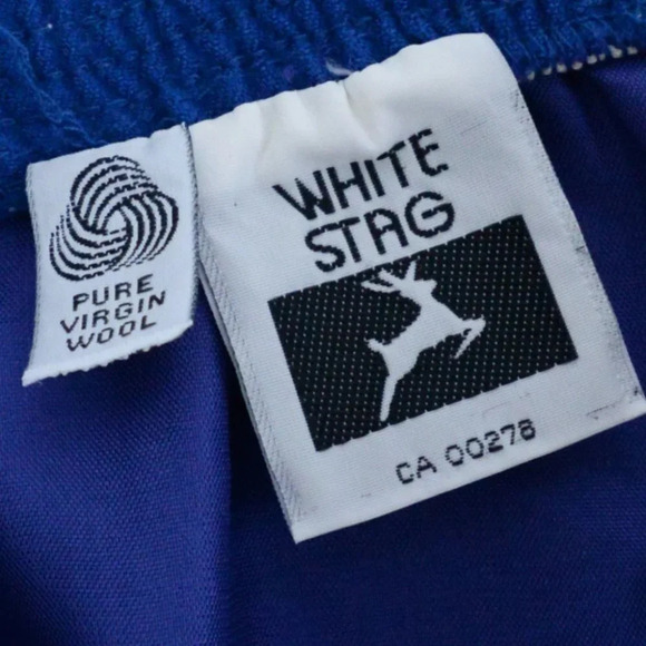 Vintage White  Stag Blue Pure Virgin Wool A Line Skirt - Cobalt - Picture 8 of 8